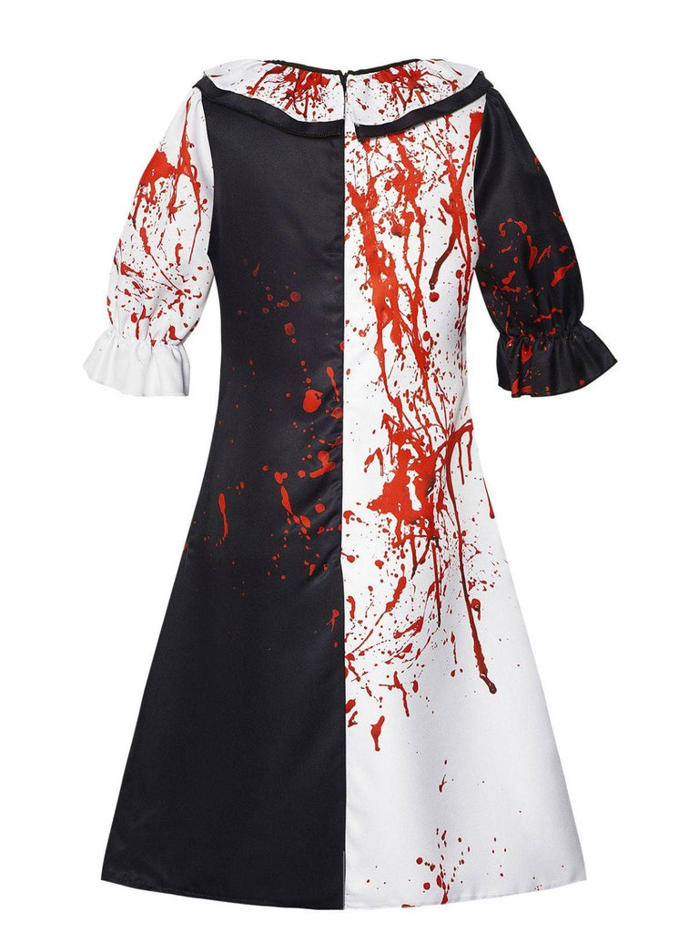 Multicolor 1960s Terrifier Blood Stain Color Block Dress