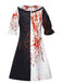 Multicolor 1960s Terrifier Blood Stain Color Block Dress