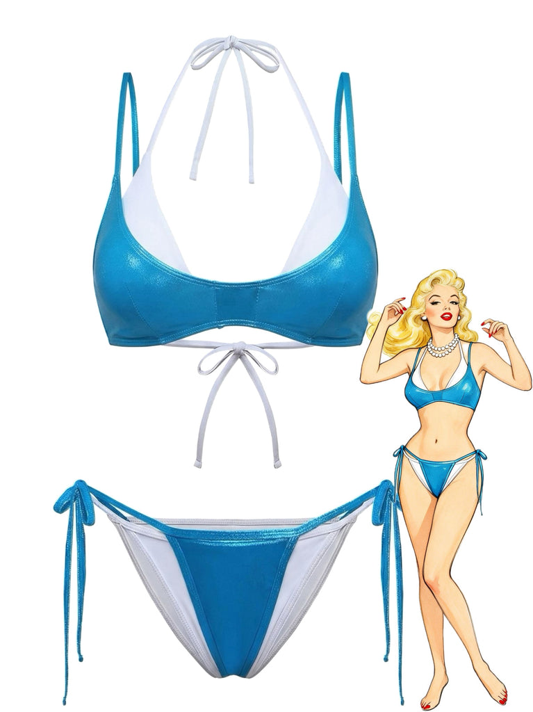 4PCS & 1950s Triangle String Bikini Set - vintage fashion, retro style