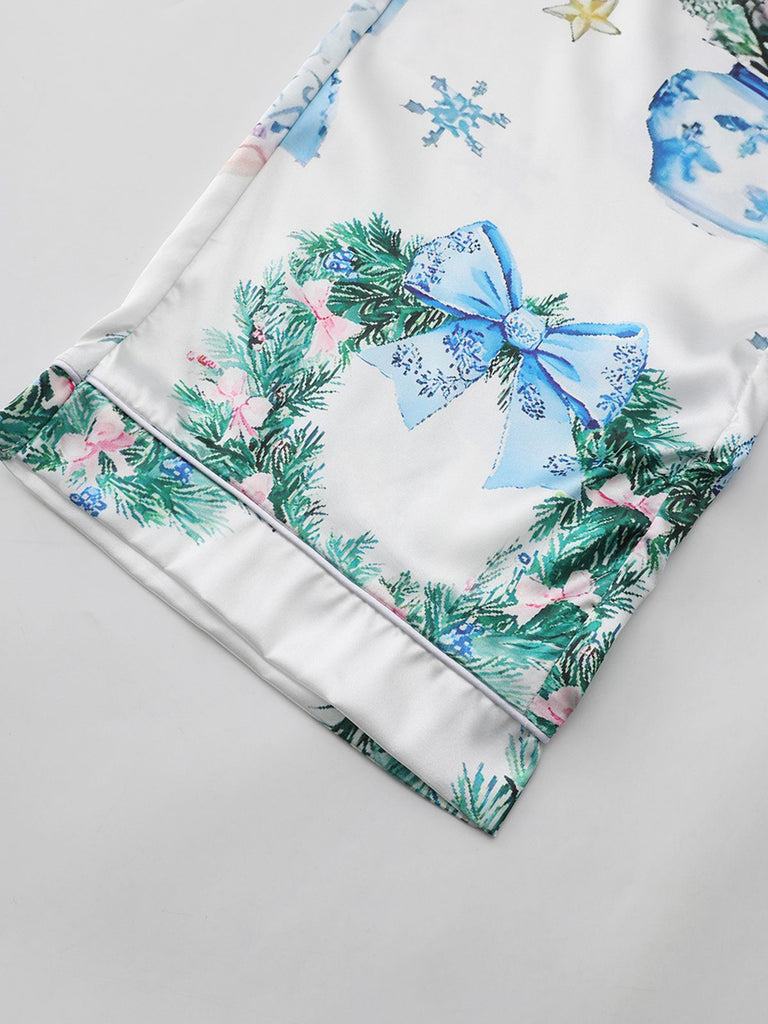 Blue 1940s Christmas Nutcracker Candy Cane Pajama Set