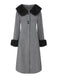 1980s Fur Trim Solid Faux-Wool Coat