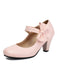 Vintage Bow Strap Solid Leather High Heel Shoes
