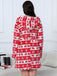 [Plus Size] 1950s Winter Print Plush Hooded Robe