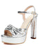 Metallic Snake Print Chunky High Heel Sandals