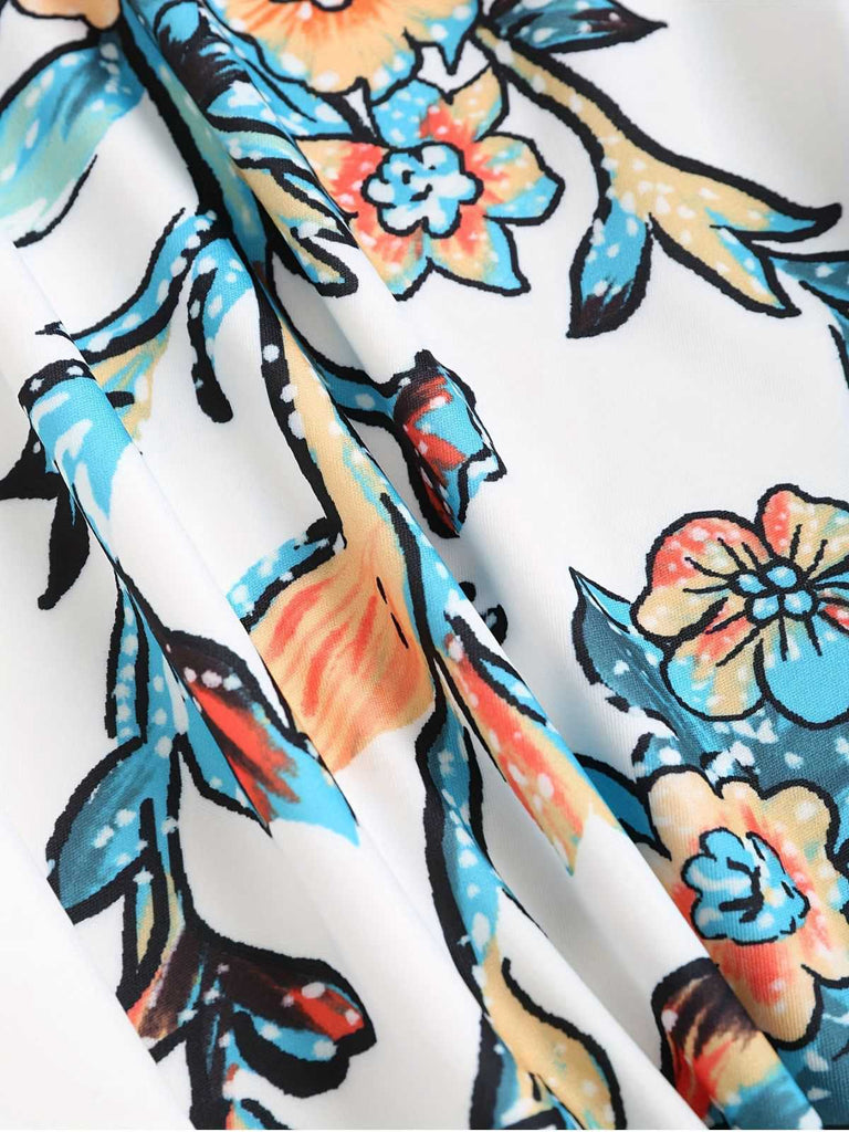 [Plus Size] Multicolor 1950s Floral Spaghetti Straps Dress