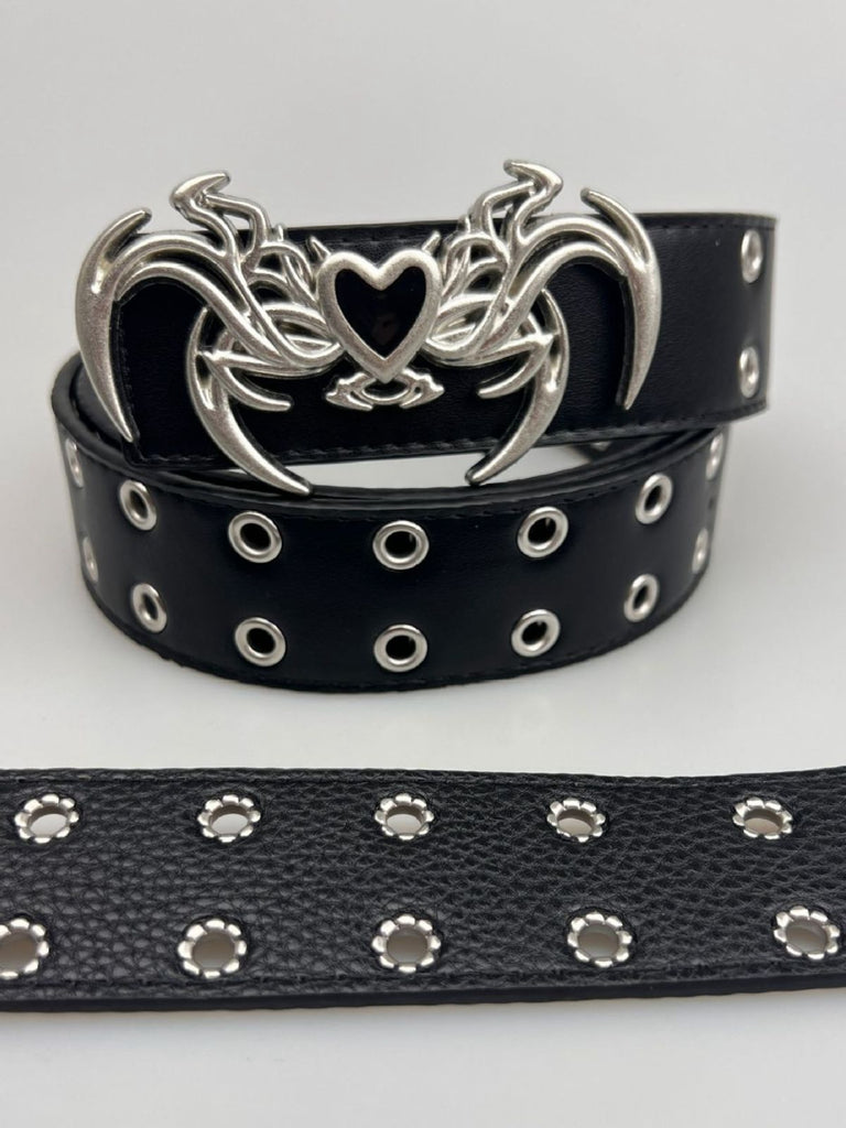Vintage Heart Wings Grommet Buckle Punk Belt