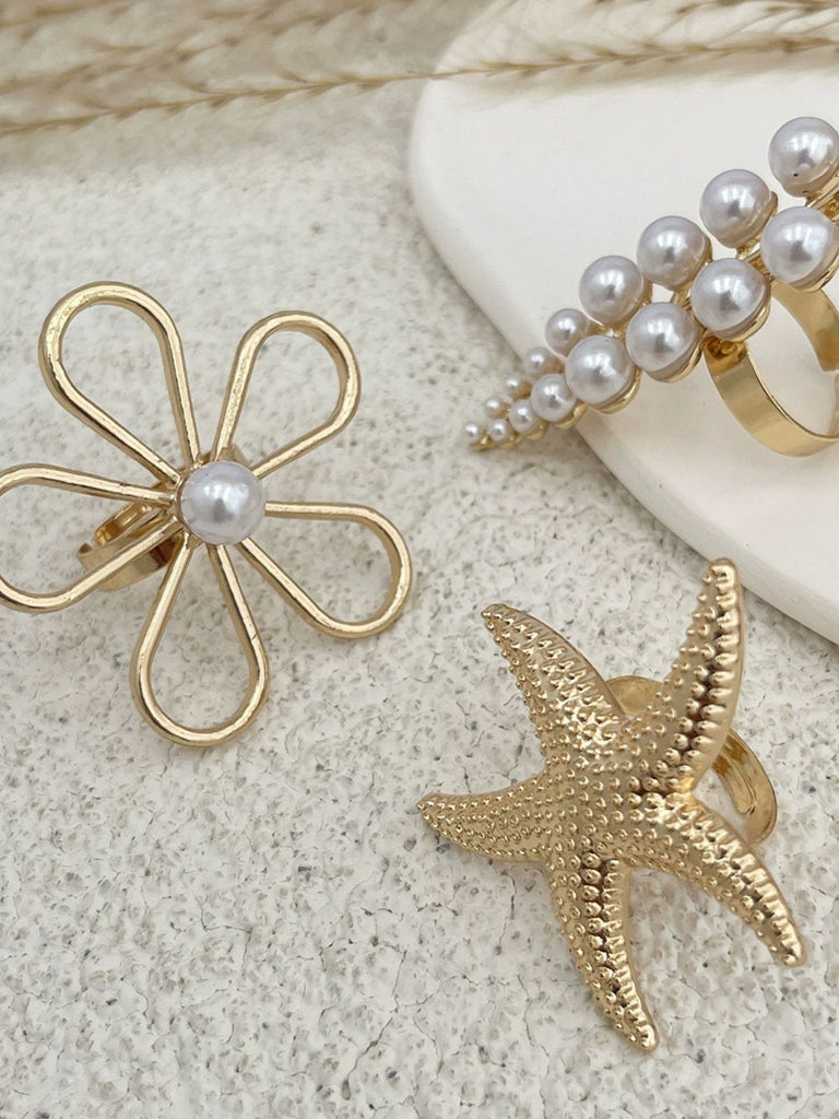 Starfish Flower Pearl Ring