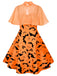 [US Warehouse] Orange 1950s Cape Patchwork Swing Dress