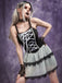 1960s Slip Gothic Lace-Up Ruffled Mesh Dress