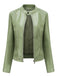 1940s Solid Studded Stand Collar Leather Jacket