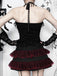 2PCS Black 1980s Gothic Steampunk Halter Cross Camisole & Mini Skirt