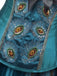 2PCS 1930s Peacock Feather Embroidered Corset & Mesh Pleated Skirt