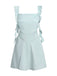 1980s Solid Ruffled Strap Square Neck Dress