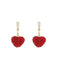 Red Crystal Heart Drop Earrings