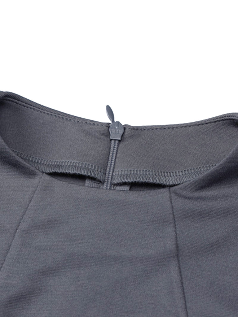 1960s Long Sleeve Faux Pockets Solid Dress