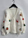 1970s 3D Christams Print Fluffy Knit Button Cardigan