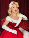 Red 1950s Christmas Off-Shoulder Velvet Dress