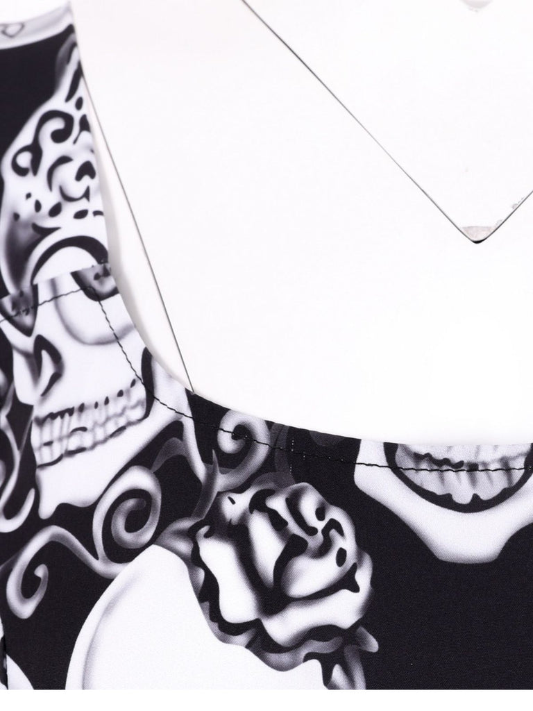1950s Halloween Skull Sleeveless Swing Dress