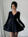 Black 1980s V-Neck Knit Sweater Dress