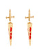 Gold Gothic Blood Sword Pendant Earrings