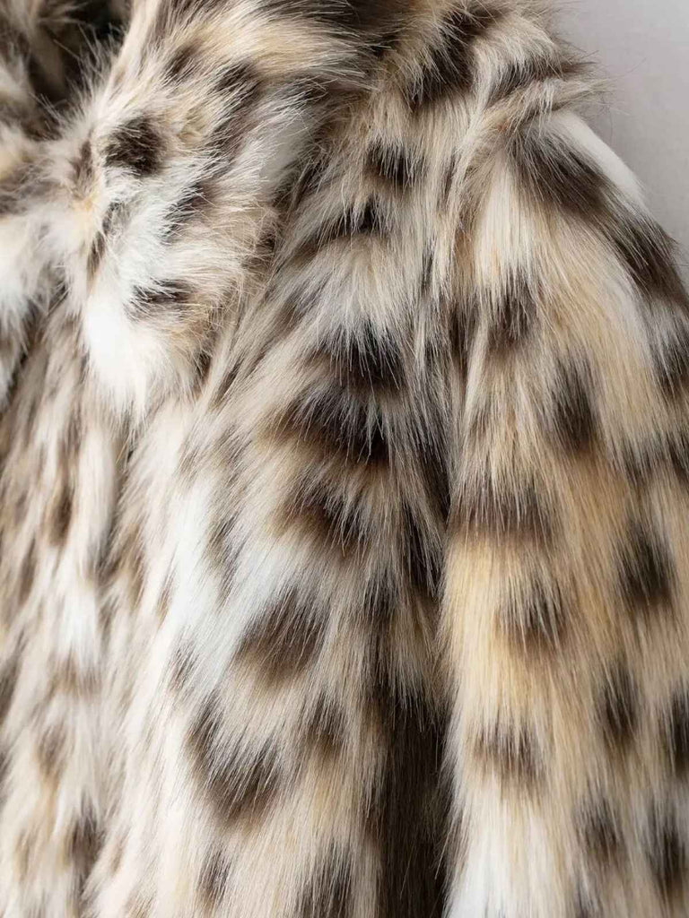 Brown 1980s Leopard Print Faux Fur Coat