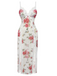 White 1930s Lace Floral Mesh Spaghetti Straps Nightgown