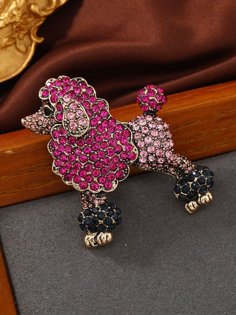 Vintage Alloy Rhinestone Poodle Brooch
