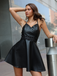 Black 1950s Faux Leather Waist Sleeveless Dress