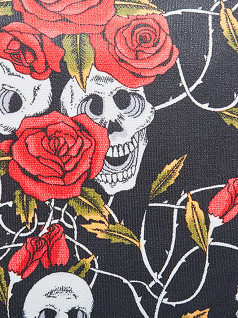 Vintage Punk Skull & Rose Print Handbag