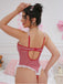 Red 1960s Gingham Lace Bow Bodysuit Lingerie