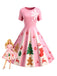 [Pre-Sale] Pink 1950s Christmas Snowflake Swing Dress