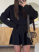 1980s Turtleneck Solid Long Sleeve Sweater Dress