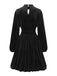 1940s Velvet Cutout Pleated Lantern Sleeve Dress