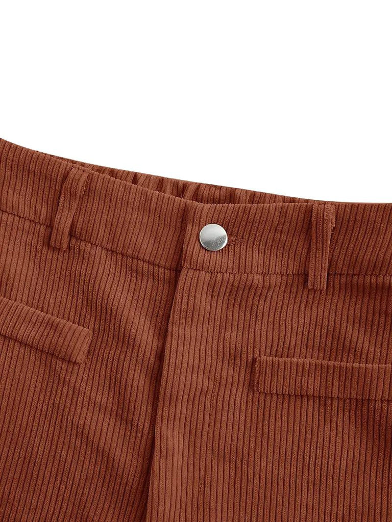 1960s Corduroy High Waist Wide-Leg Pants