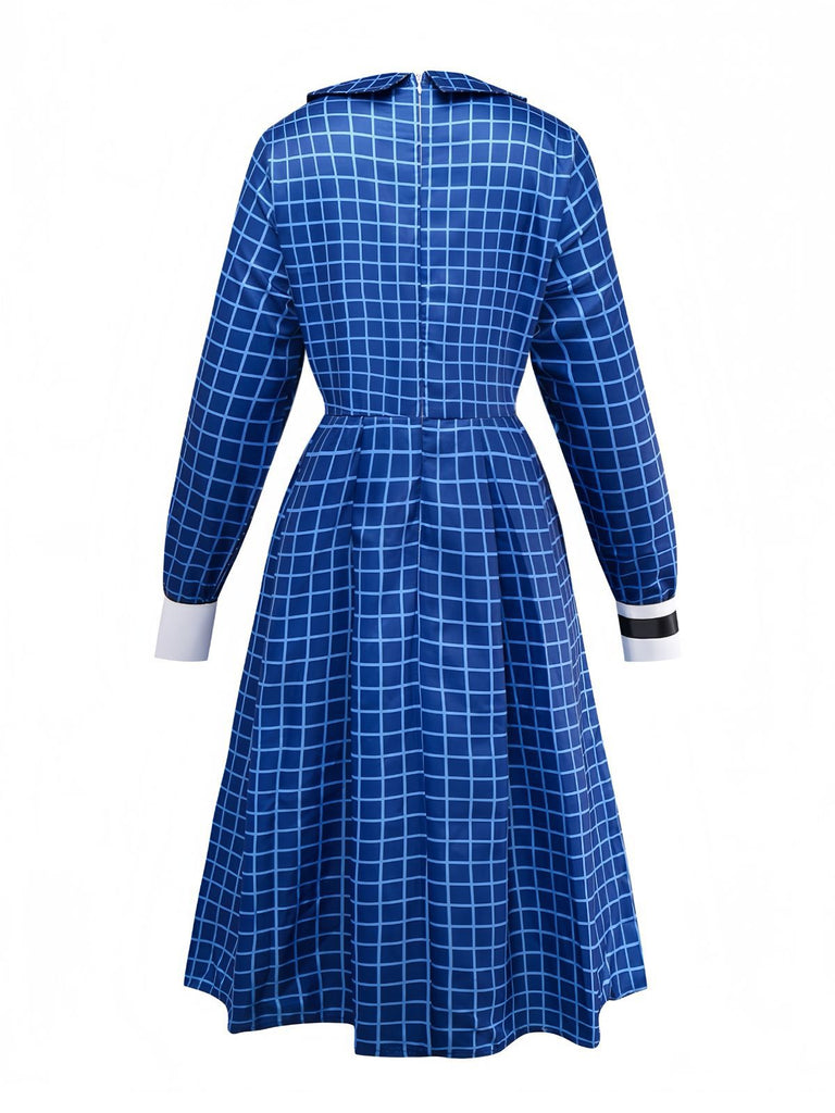 Blue 1940s Plaid Orphan Esther Dress