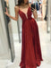 [Plus Size] Burgundy Glitter Spaghetti Strap Backless Maxi Dress