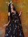 1970s Slip Floral Embroidered Mesh Slit Dress