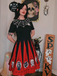 1950s Halloween Spider Web Print Patchwork Dress