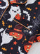 Black 1950s Halloween Print Notched Collar Pajama Set
