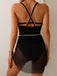 Black 1960s Jagged Edges Swimsuit & Sheer Cover-Up