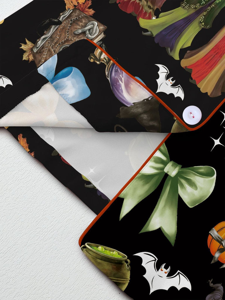 1970s Halloween Witch Print Satin Pajama Set