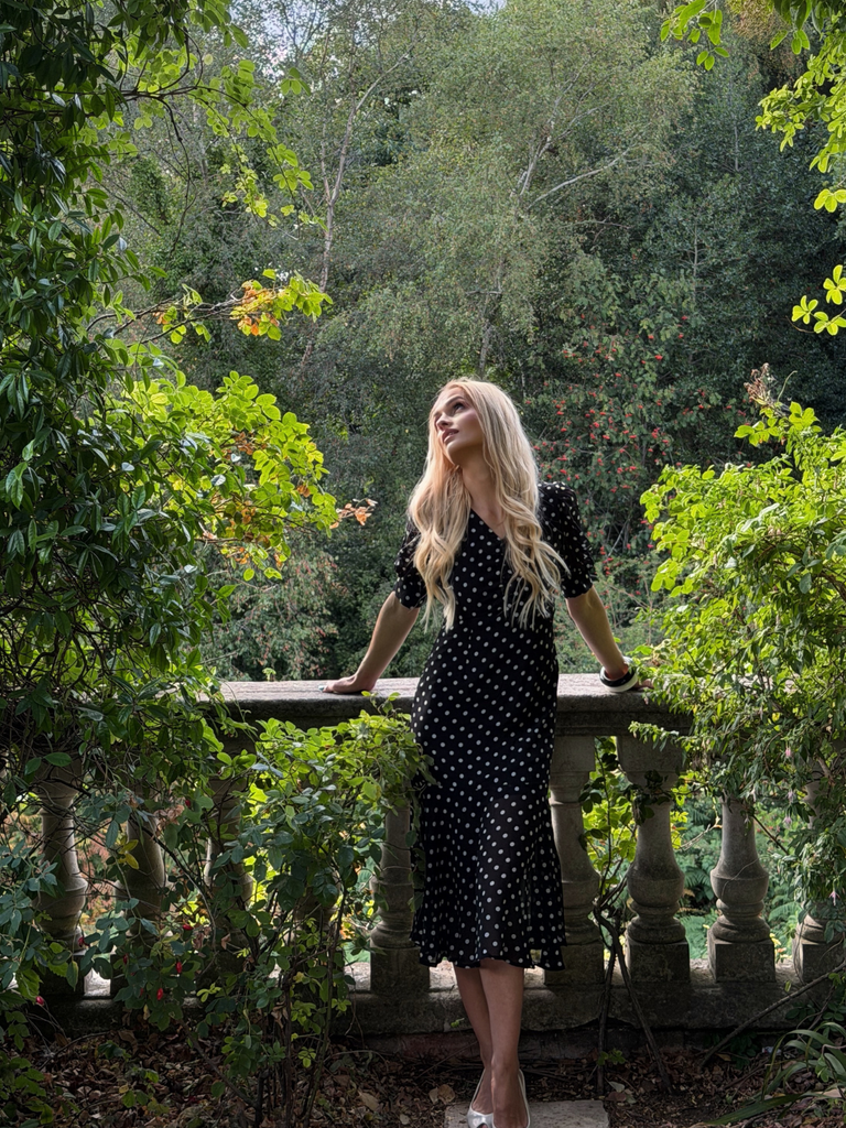 Black 1930s Polka Dot Mermaid Dress