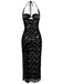 2PCS Black 1940s Lace Sheer Sleepwear Set