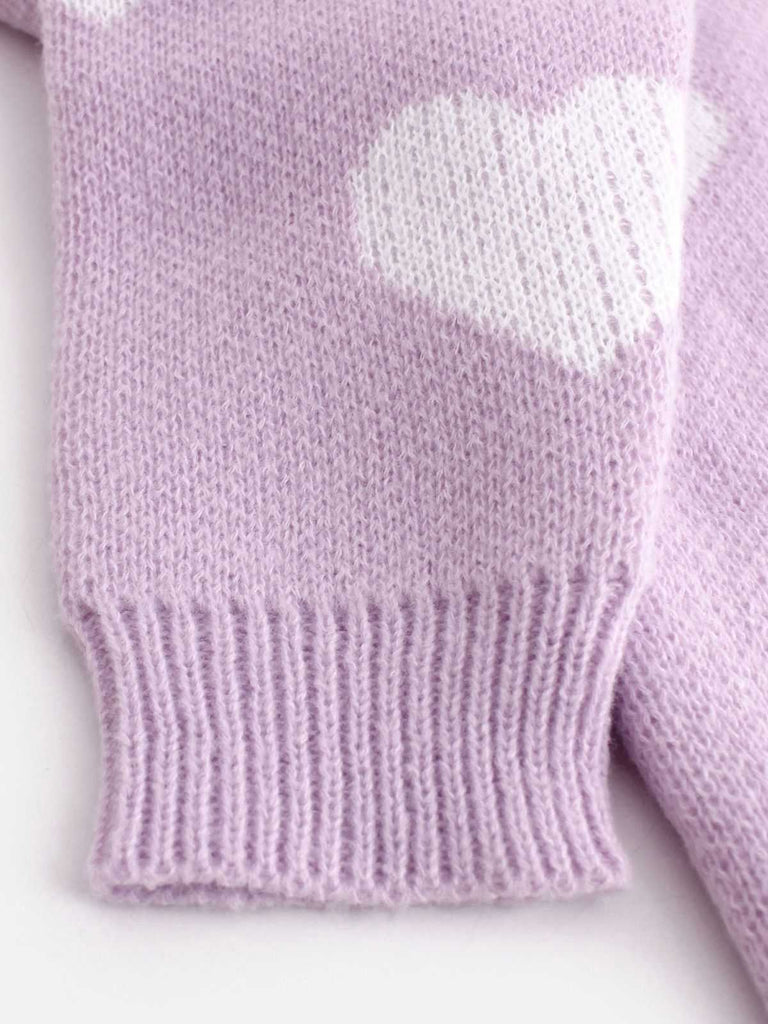 1950s Valentine's Day Heart Print Knit Cardigan