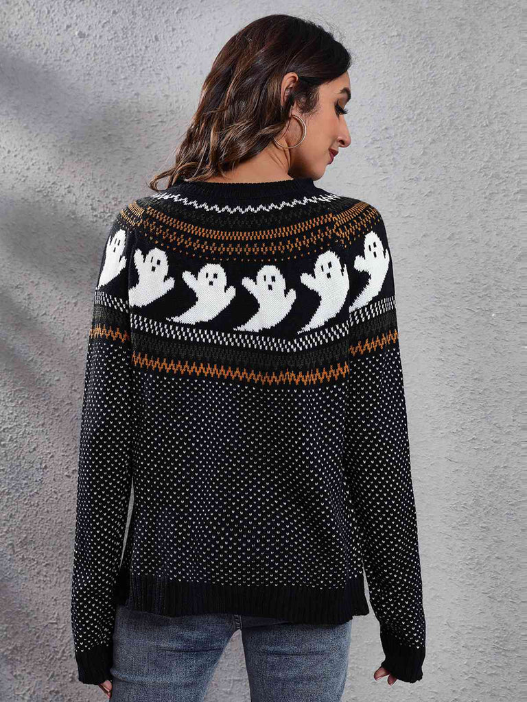 1980s Halloween Boo Polka Dot Knitted Sweater