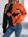 1940s Halloween Pumpkin Face ColorBlock Knit Sweater