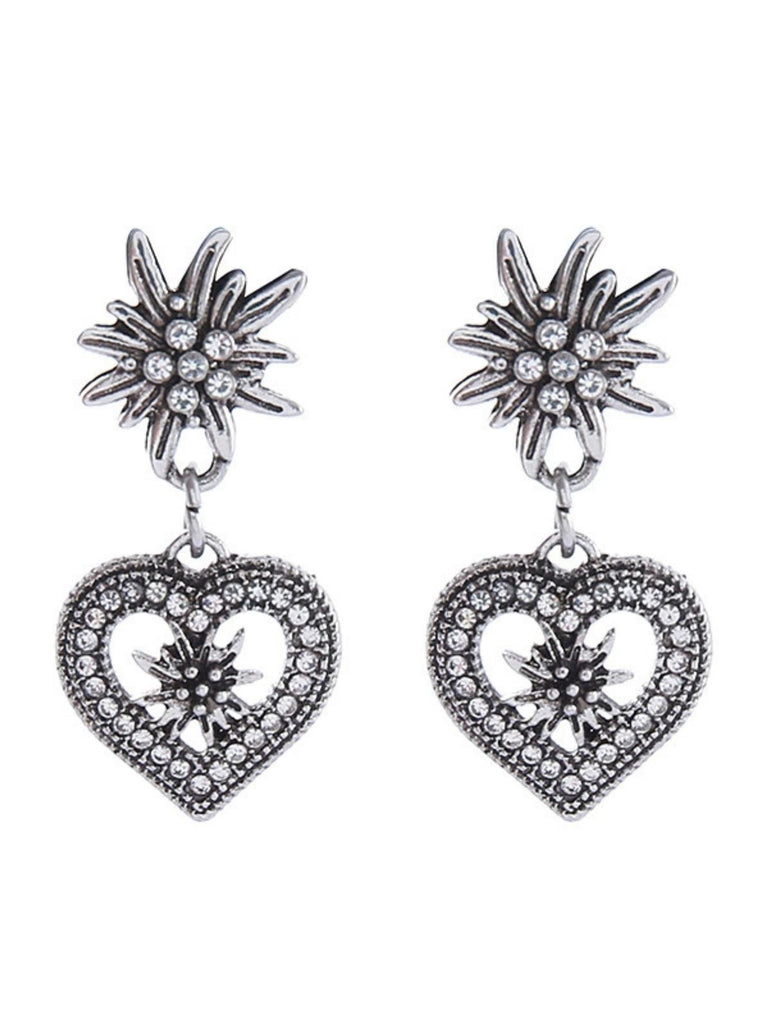 Vintage Heart Edelweiss Earrings