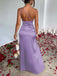 1960s One Shoulder Ruched Slit Satin Dress