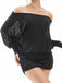 1960s Off Shoulder Ruched Batwing Mini Dress