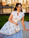1950s Mock Neck 3D Rosette Polka Dot Mesh Dress